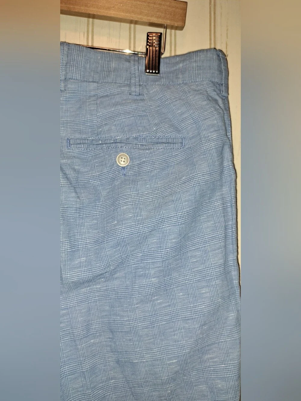 Peter Millar Somerset Pants Linen Cotton Blue Sutle Plaid Windowpane 33x32 Offic